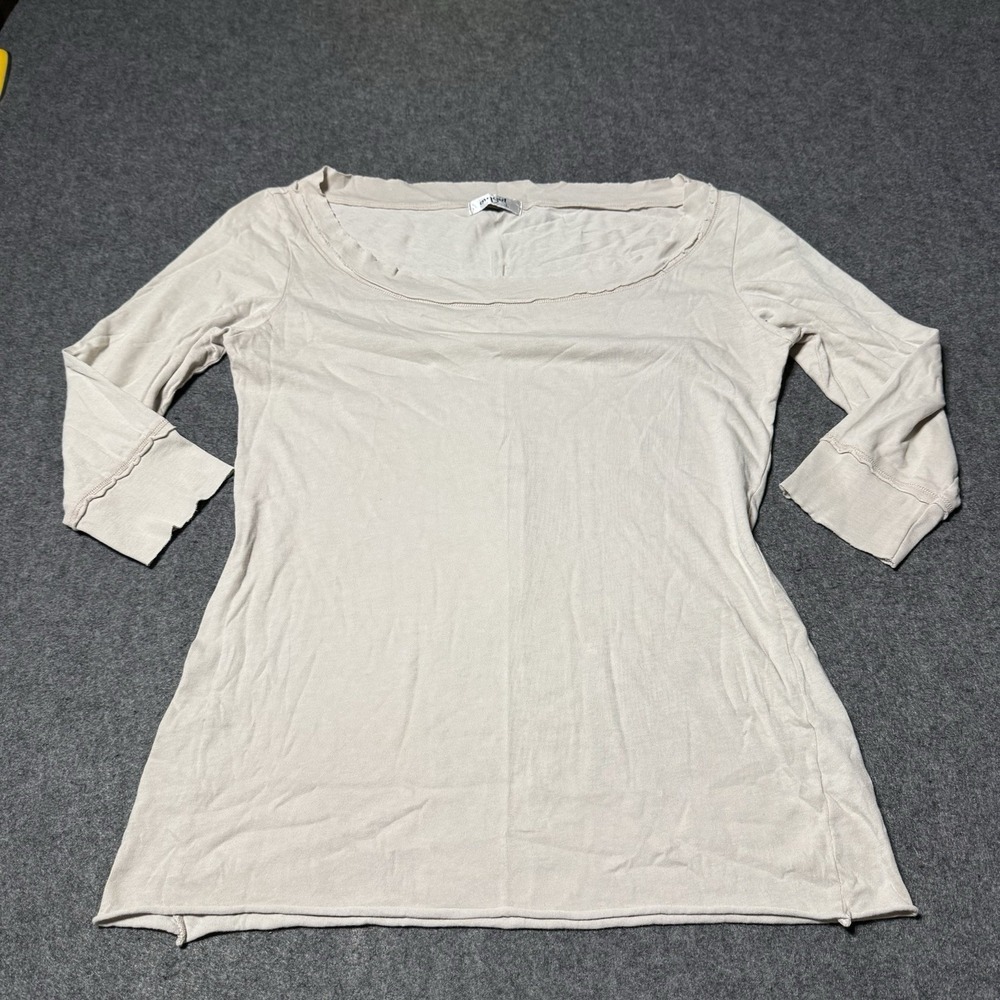 VTG Y2K Omgirl Boat Neck 3/4 Sleeve‎ Rolled Hems LS Top Size L Whimsygoth Grunge